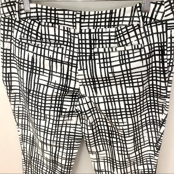 New AVA & VIV Abstract Print Cropped Pants Black & White Cotton Stretch Size 14W - Picture 10 of 12